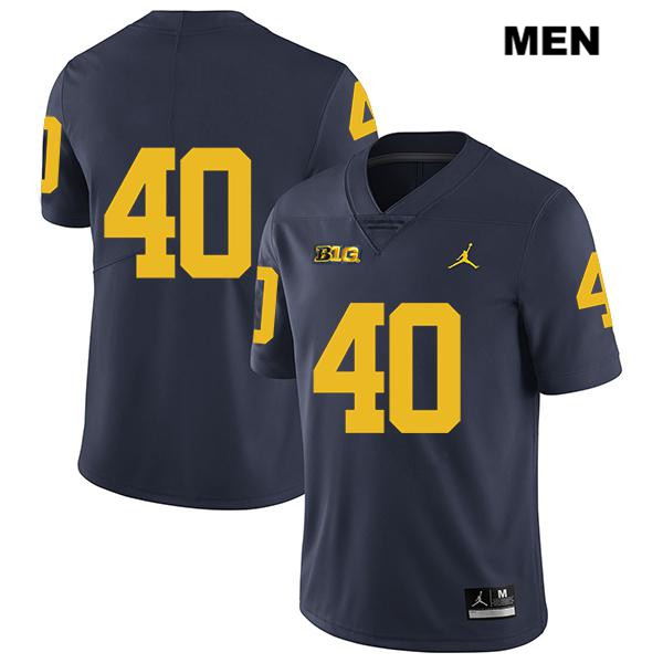 Men's NCAA Michigan Wolverines Ryan Nelson #40 No Name Navy Jordan Brand Authentic Stitched Legend Football College Jersey ZH25D60QW